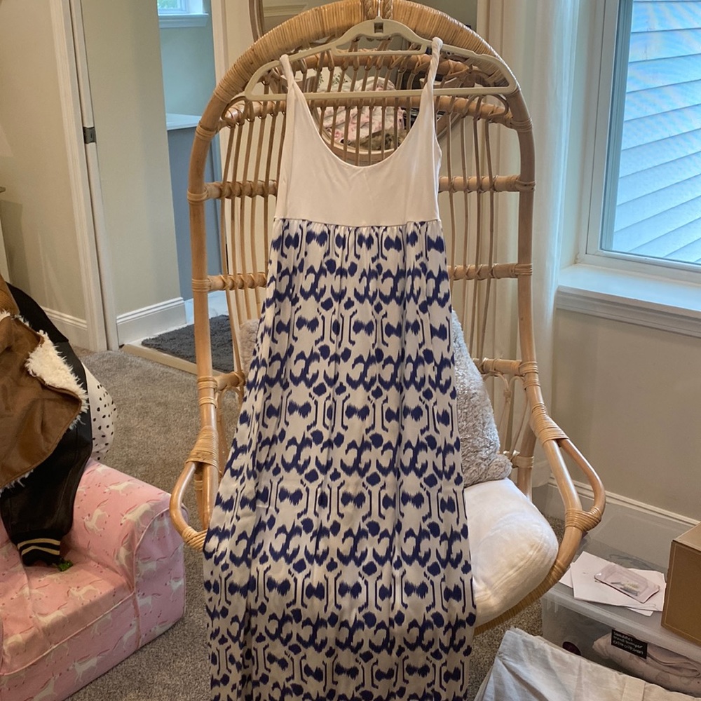 Aila blue maxi dress, cotton and silk mix, size M